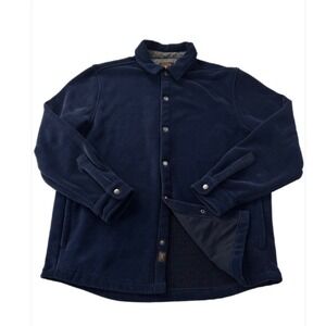 Copper & Oak Supply Co Mens Corduroy Shirt Jacket Navy Blue Snap Front Large